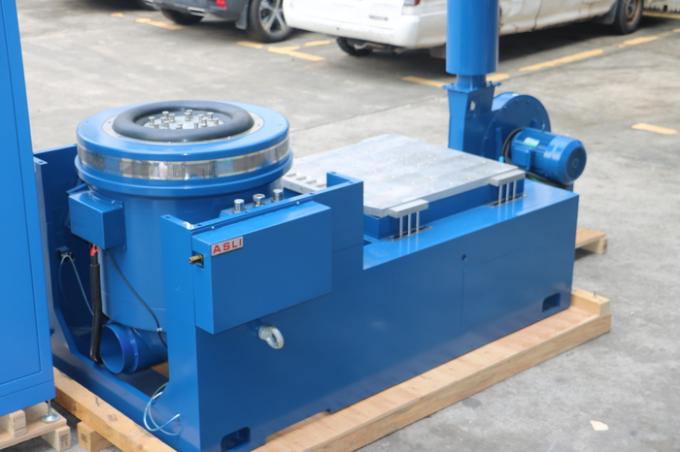 Vibration shaker system with horizontal slip table — side angle view